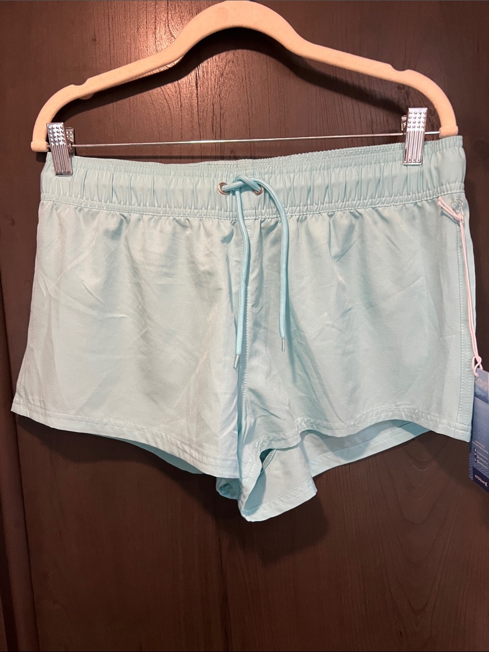 Light Aqua Drawstring Athletic swim Shorts